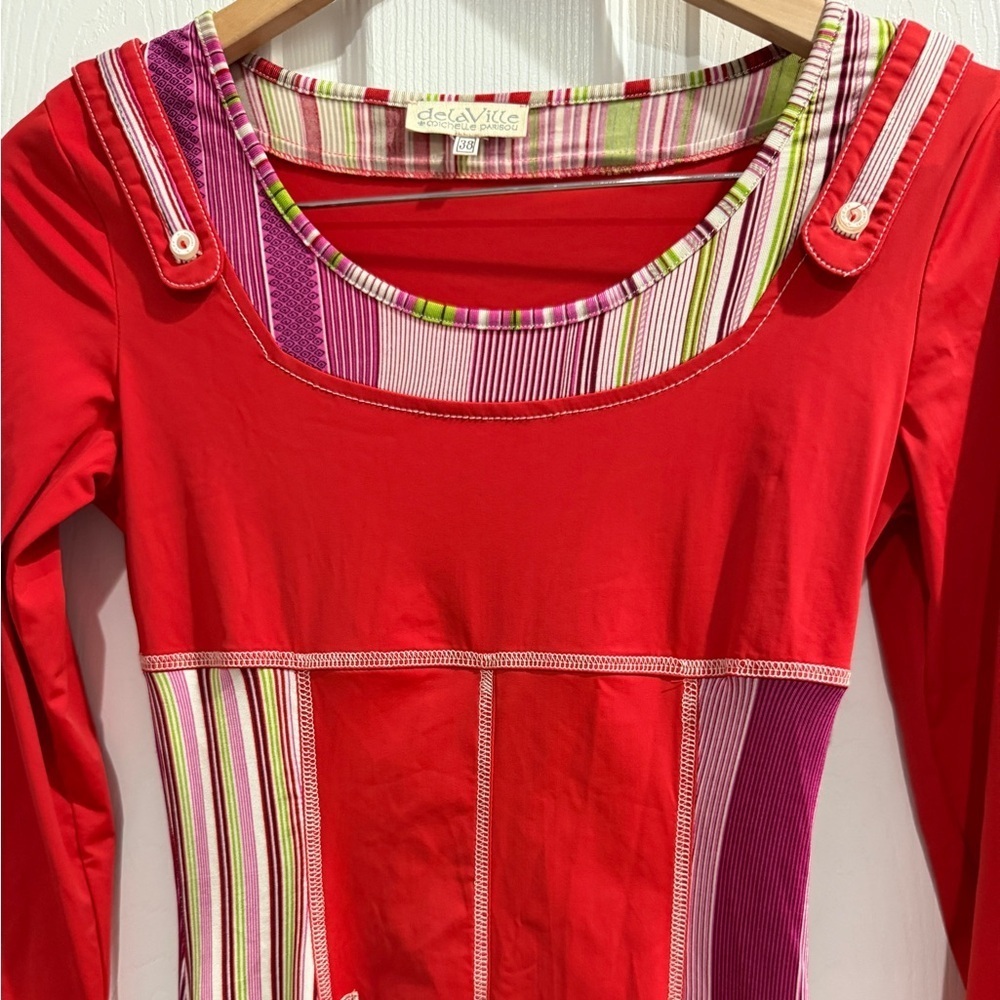 Stylish Red Long Sleeve Dress Mod retro vintage - Picture 3 of 4